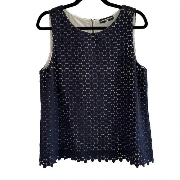 Karl Lagerfield Navy Dots Tank Top - Picture 1 of 5